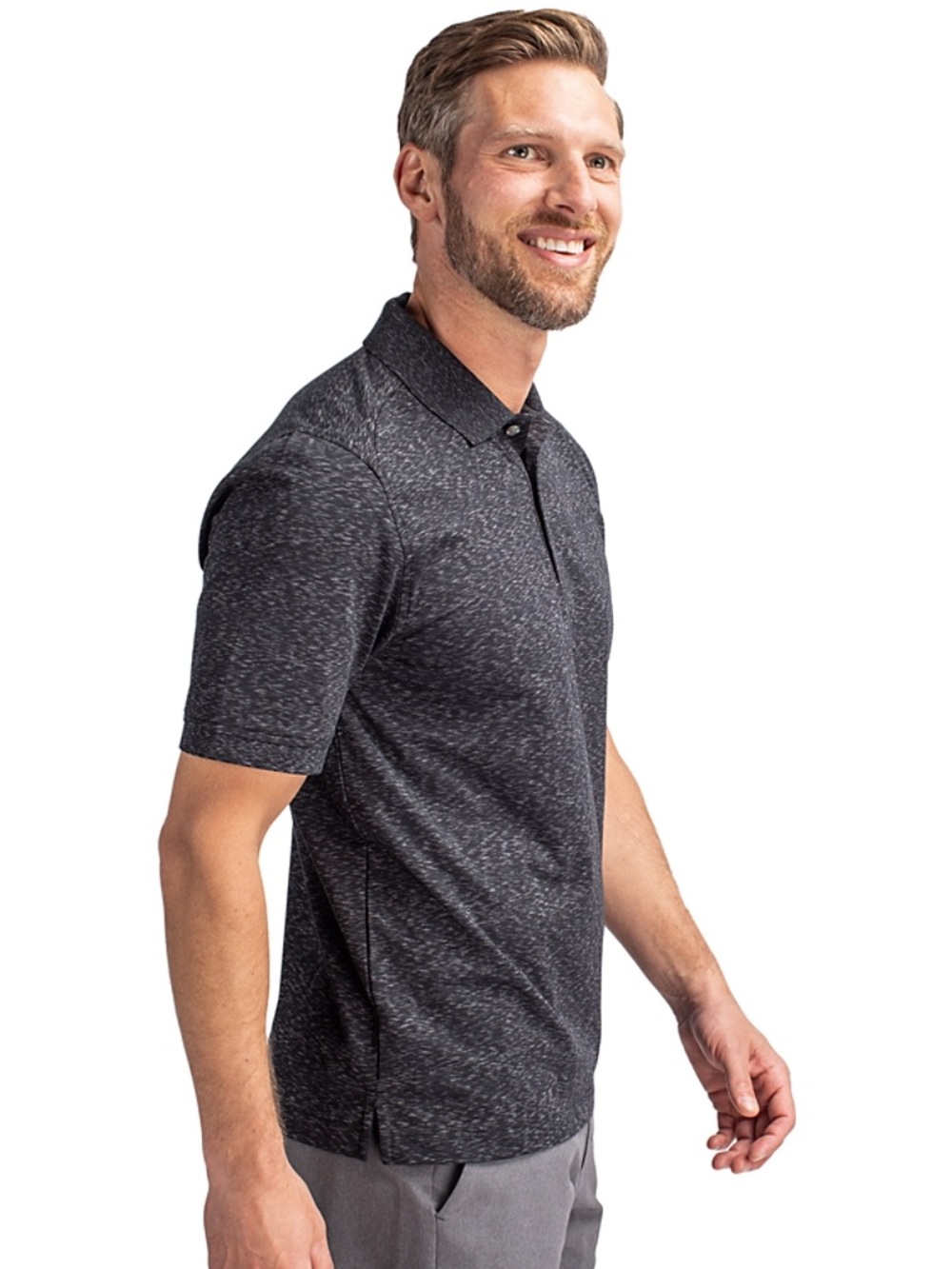 Express Men's Dark Heather Gray Polo Shirt